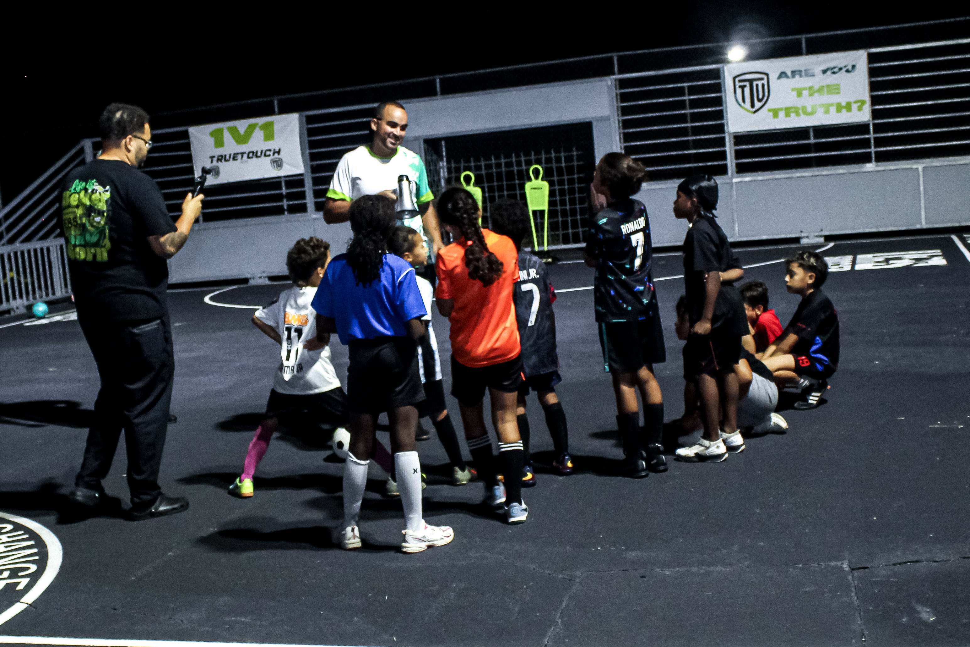 U12 girls running a small-sided scrimmage at TrueTouch United